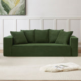 88.97" Corduroy Upholstered Sofa, Comfy Couch with 5 Pillows