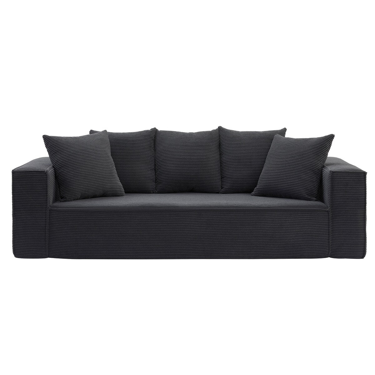 88.97" Corduroy Upholstered Sofa, Comfy Streamlined Design Couch with