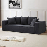 88.97" Corduroy Upholstered Sofa, Comfy Streamlined Design Couch with 5 Pillows for Living Room