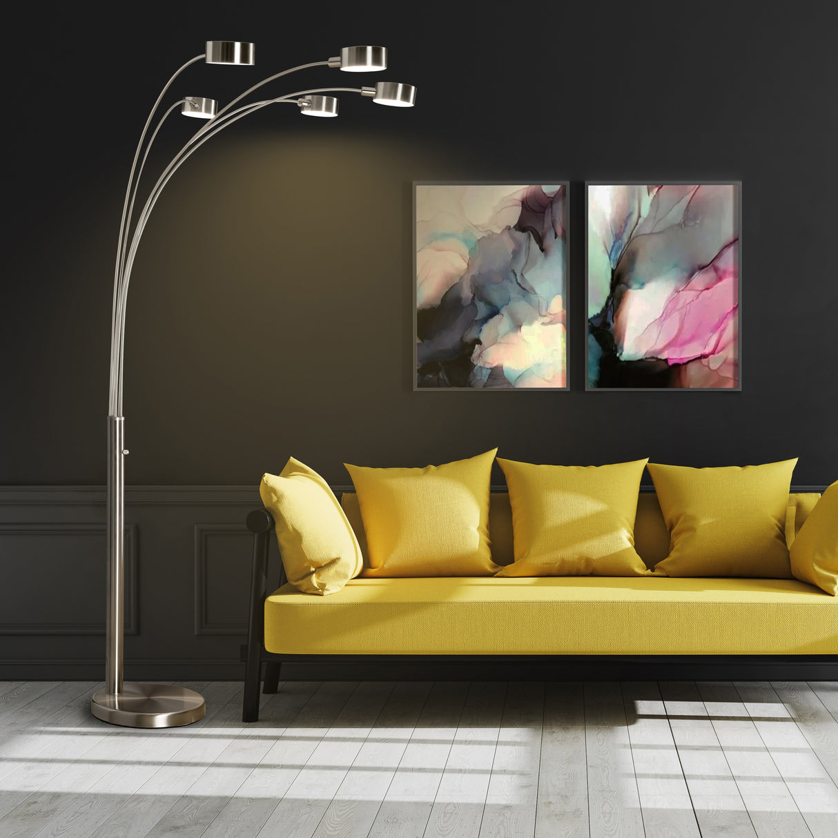 Artiva 88" Micah Premium 5-Arch LED Floor Lamp With Dimmer - 88