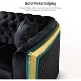 89 Inch Velvet Chesterfield Sofa, 3 Seater Tufted Couch Luxury Modern Upholstered Sofa