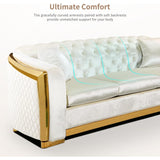 89 Inch Velvet Chesterfield Sofa, 3 Seater Tufted Couch Luxury Modern Upholstered Sofa