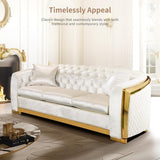89 Inch Velvet Chesterfield Sofa, 3 Seater Tufted Couch Luxury Modern Upholstered Sofa