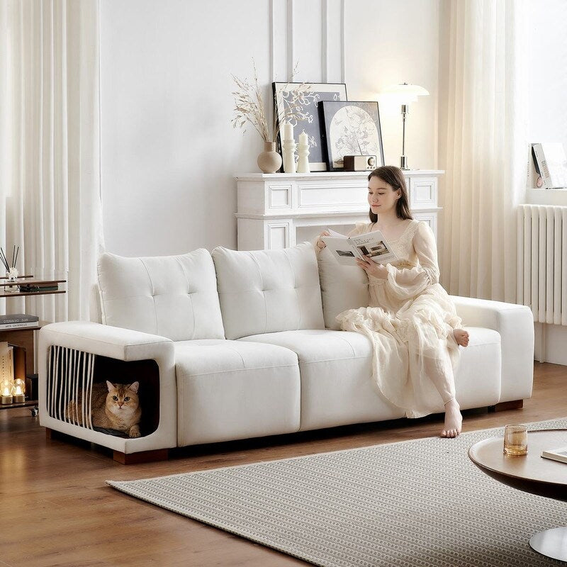 89" Modern Couch With Waterproof and cat scratch resistant fabric