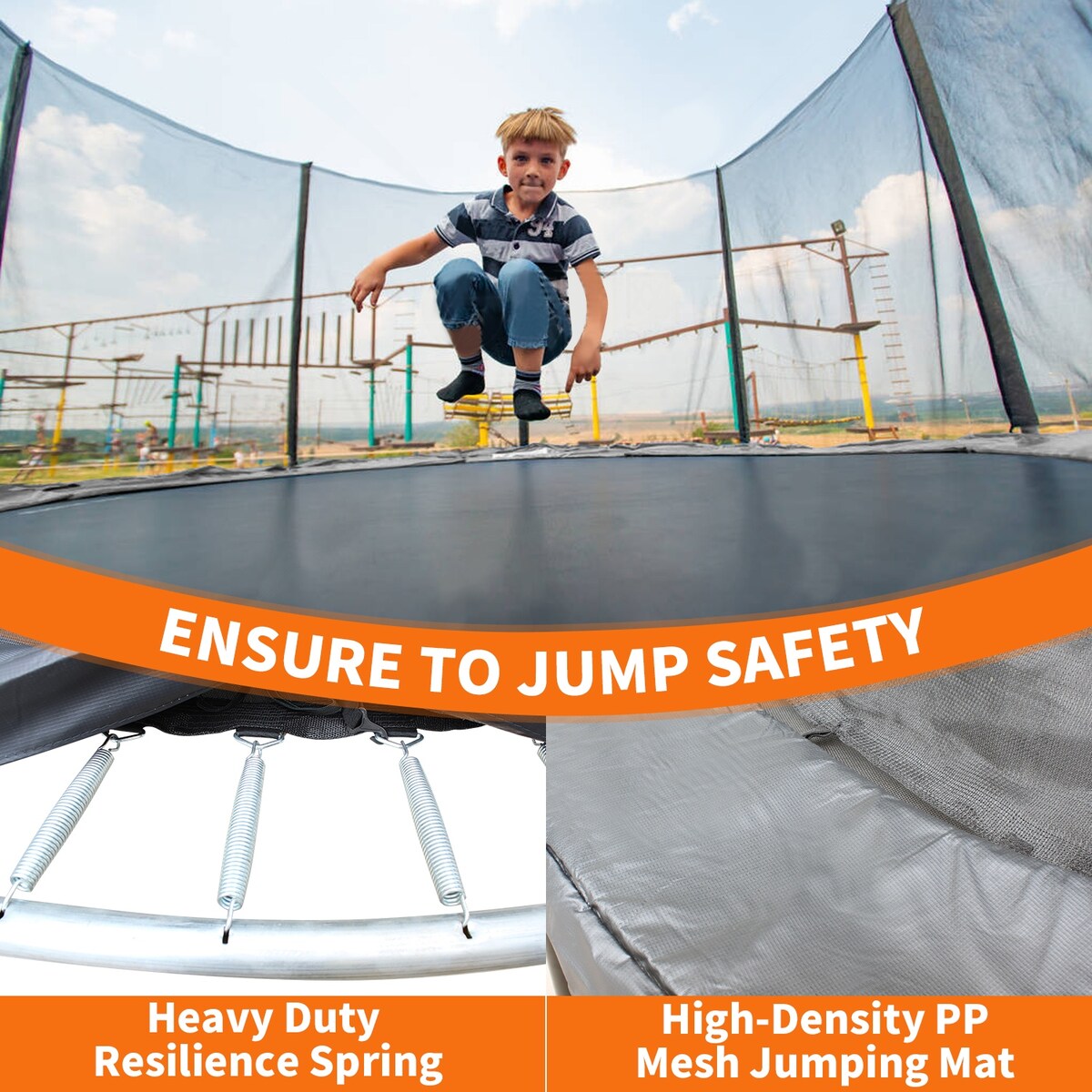 8FT Trampoline with Safety Enclosure Net, Trampoline with Heavy Duty Jumping Mat and Spring Cover Padding for Kids and Adults