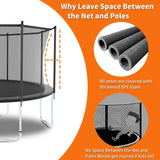 8FT Trampoline with Safety Enclosure Net, Trampoline with Heavy Duty Jumping Mat and Spring Cover Padding for Kids and Adults