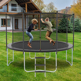 8FT Trampoline with Safety Enclosure Net, Trampoline with Heavy Duty Jumping Mat and Spring Cover Padding for Kids and Adults