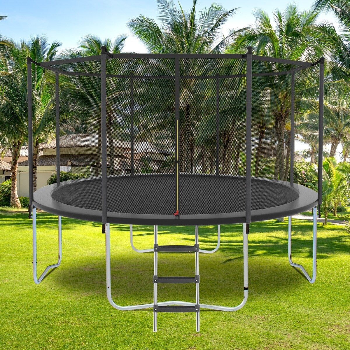 8FT Trampoline with Safety Enclosure Net, Trampoline with Heavy Duty Jumping Mat and Spring Cover Padding for Kids and Adults