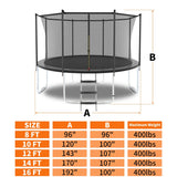 8FT Trampoline with Safety Enclosure Net, Trampoline with Heavy Duty Jumping Mat and Spring Cover Padding for Kids and Adults