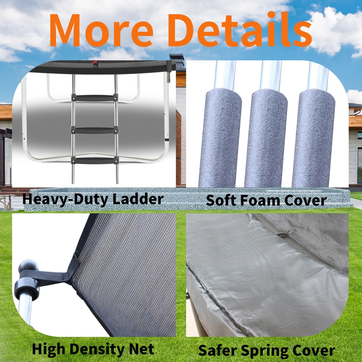 8FT Trampoline with Safety Enclosure Net, Trampoline with Heavy Duty Jumping Mat and Spring Cover Padding for Kids and Adults