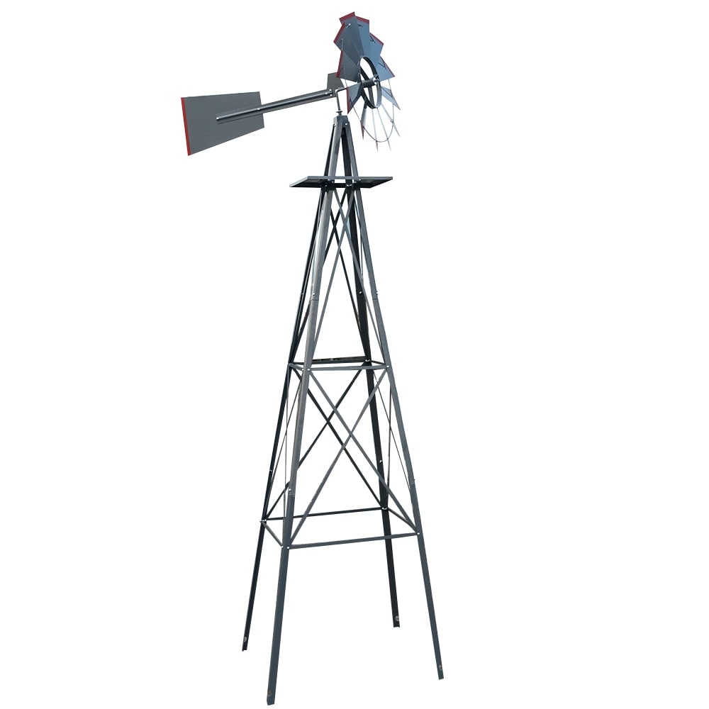 Weather Resistant Iron 8-foot Garden Windmill