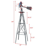 Weather Resistant Iron 8-foot Garden Windmill