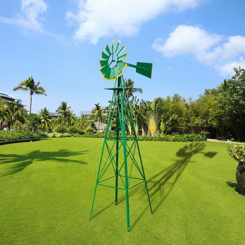 Weather Resistant Iron 8-foot Garden Windmill