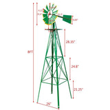 Weather Resistant Iron 8-foot Garden Windmill