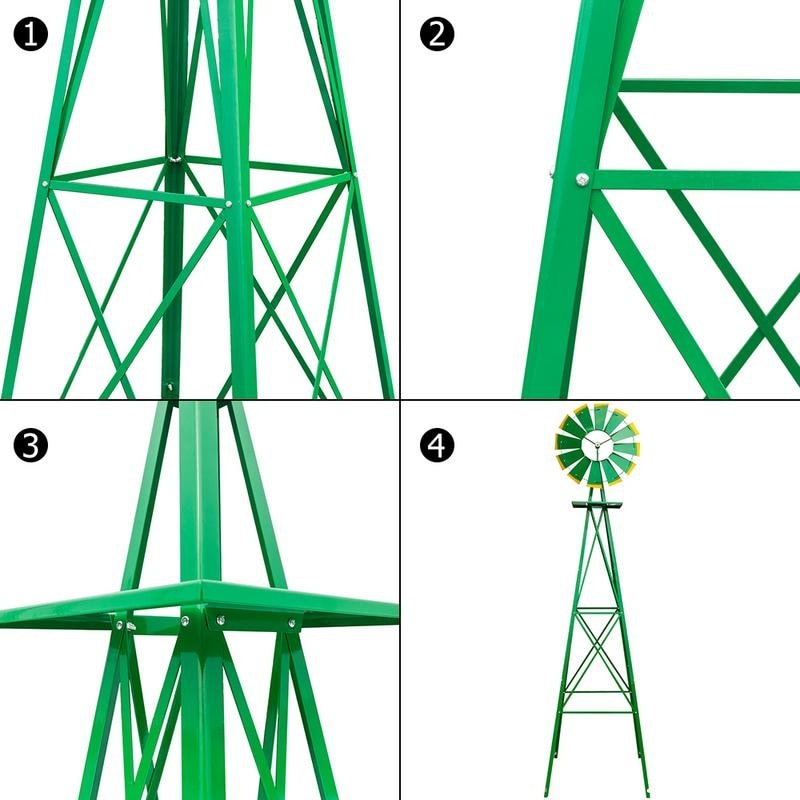 Weather Resistant Iron 8-foot Garden Windmill