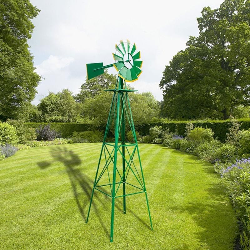 Weather Resistant Iron 8-foot Garden Windmill