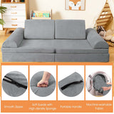 8PCS Kids Play Sofa Set Modular Folding Foam Couch Toddler Playset