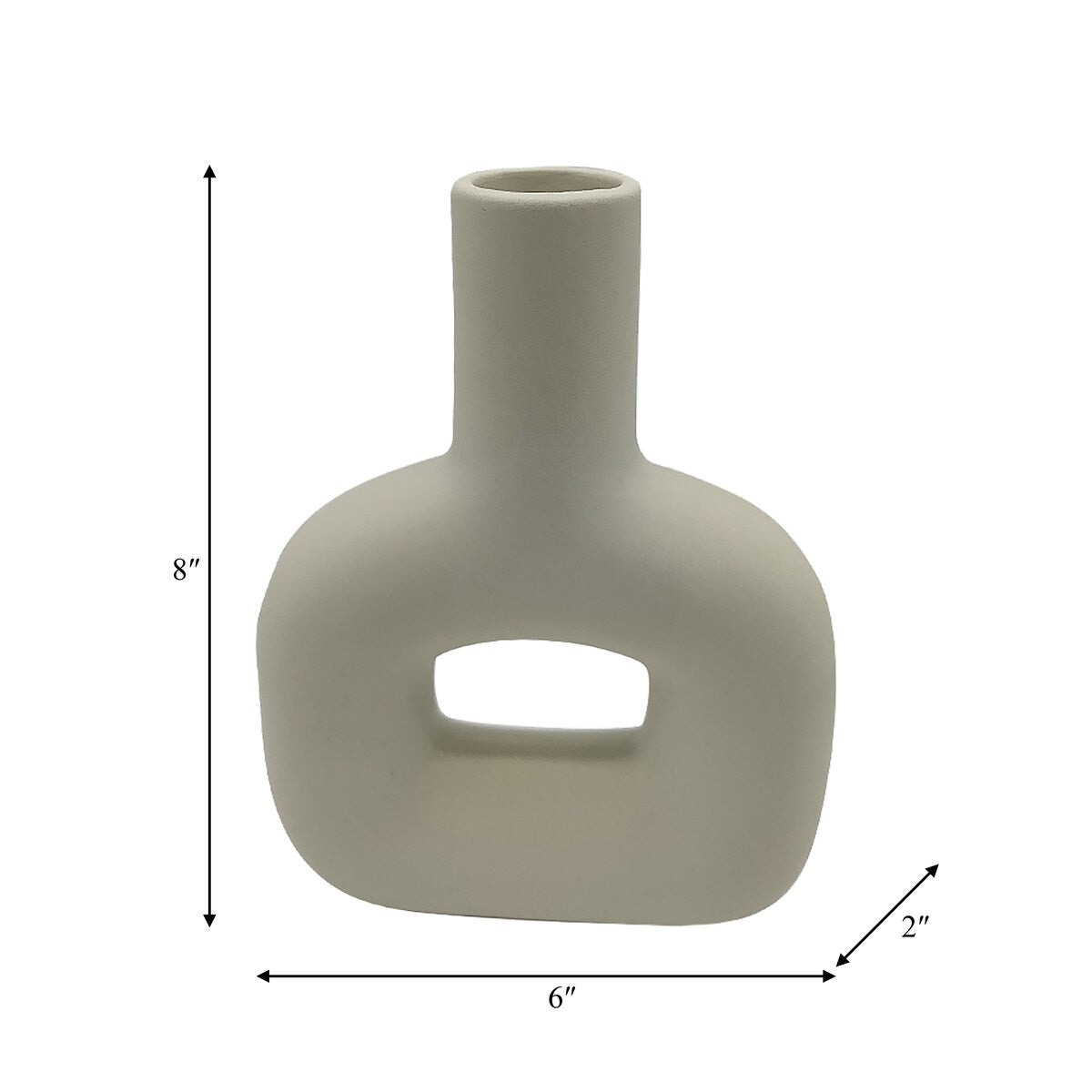 8" Dolomite Open Cut-Out Vase Contemporary Abstract Cotton White Decorative Table Vase Home or Office Decor Accent -