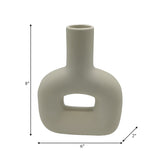 8" Dolomite Open Cut-Out Vase Contemporary Abstract Cotton White Decorative Table Vase Home or Office Decor Accent -