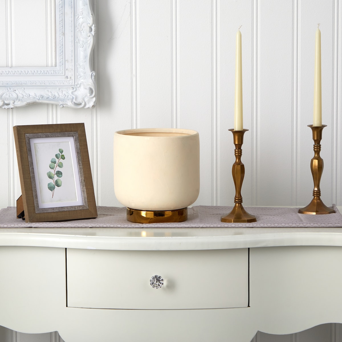 8" Elegance Ceramic Planter with Gold Accents - 8