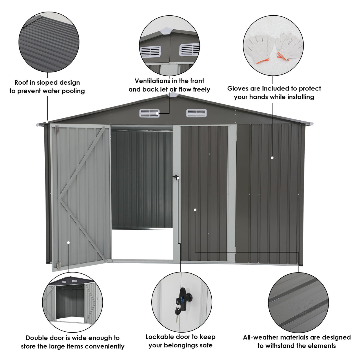 8' x 10' Outdoor Metal Storage Shed