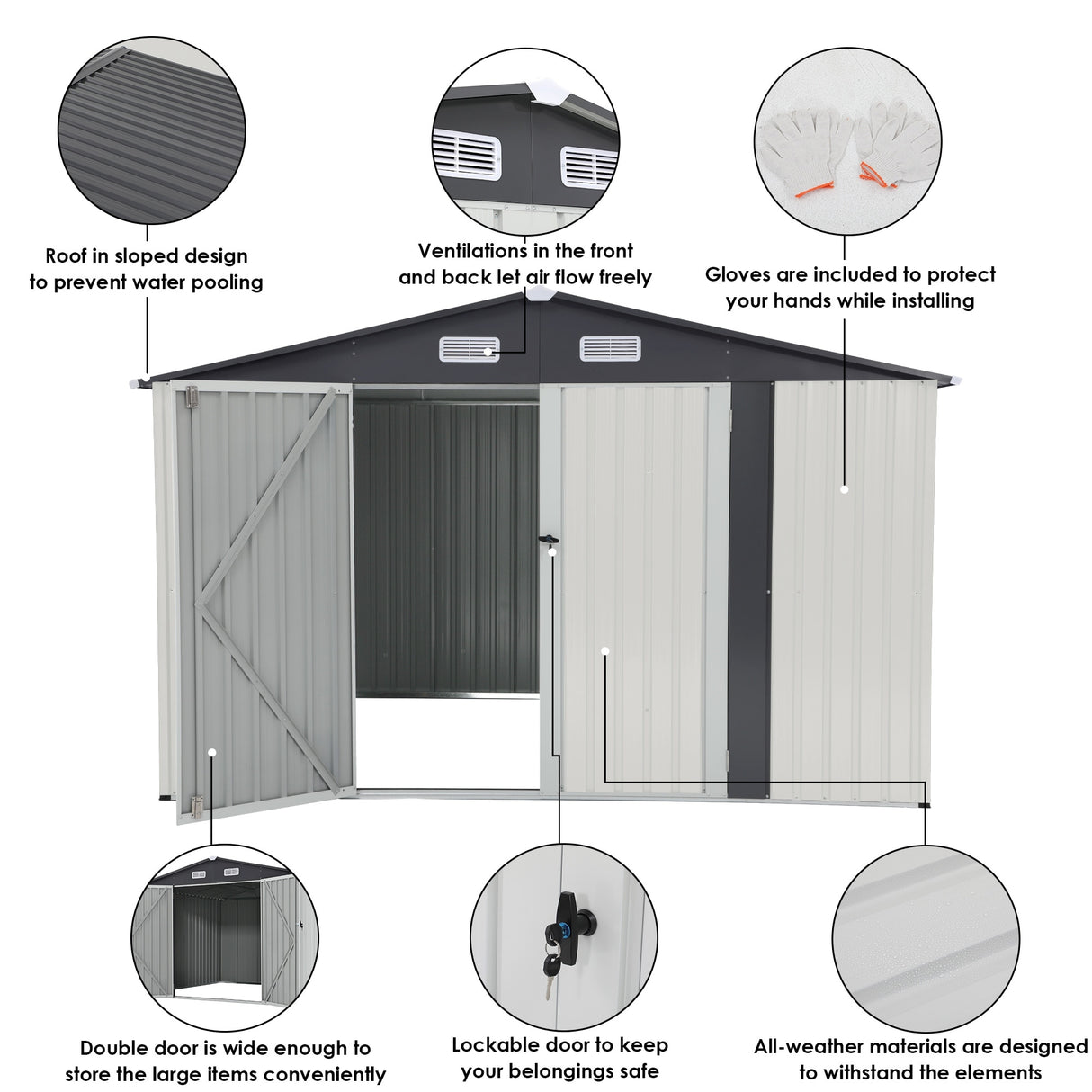 8' x 10' Outdoor Metal Storage Shed