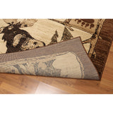 8'x11' Brown, Gray, Black, Multi Color Machine Made Polypropylene Indonesian Modern Oriental Rug - 8' x 11' - 8' x 11'