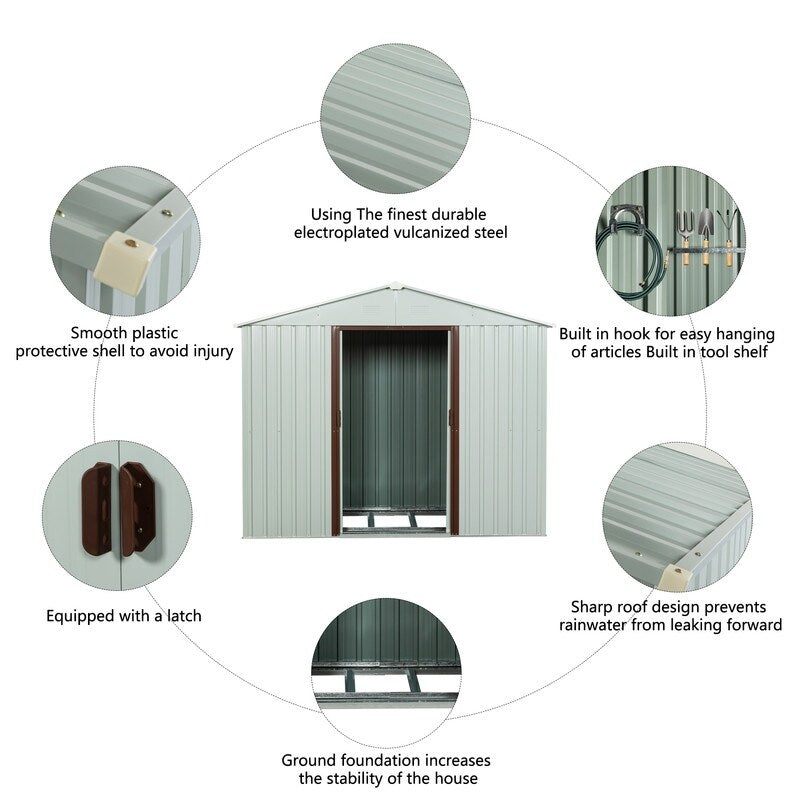 8ft x 4ft Outdoor Metal Storage Shed With Window