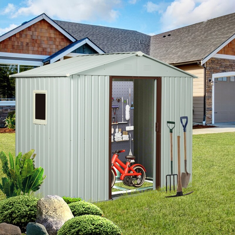 8ft x 4ft Outdoor Metal Storage Shed With Window