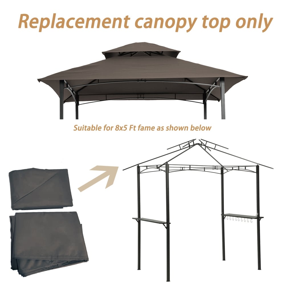 8x 5Ft Grill Gazebo Replacement Canopy Tiered BBQ Tent Roof Top Cover