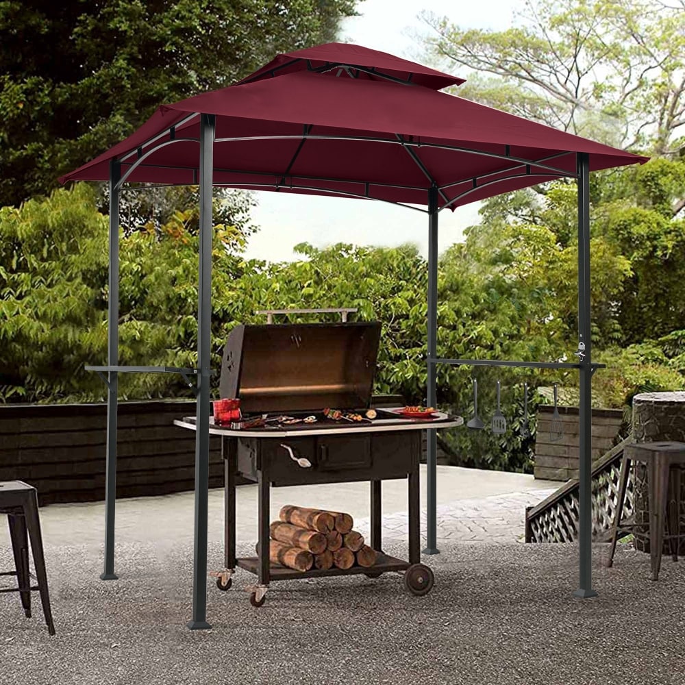 8x 5Ft Grill Gazebo Replacement Canopy Tiered BBQ Tent Roof Top Cover