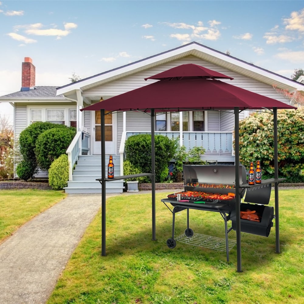 8x 5Ft Grill Gazebo Replacement Canopy Tiered BBQ Tent Roof Top Cover