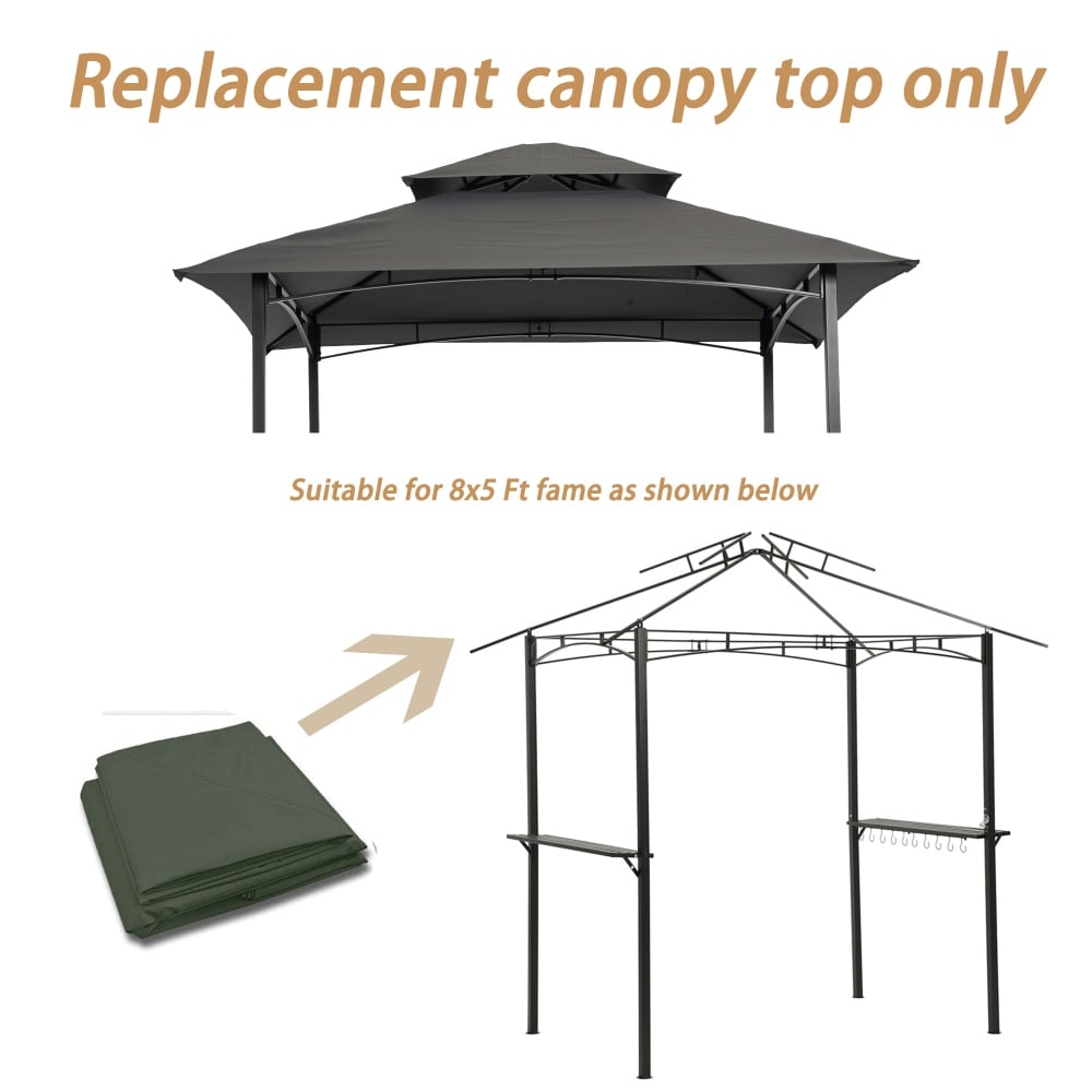 8x 5Ft Grill Gazebo Replacement Canopy Tiered BBQ Tent Roof Top Cover