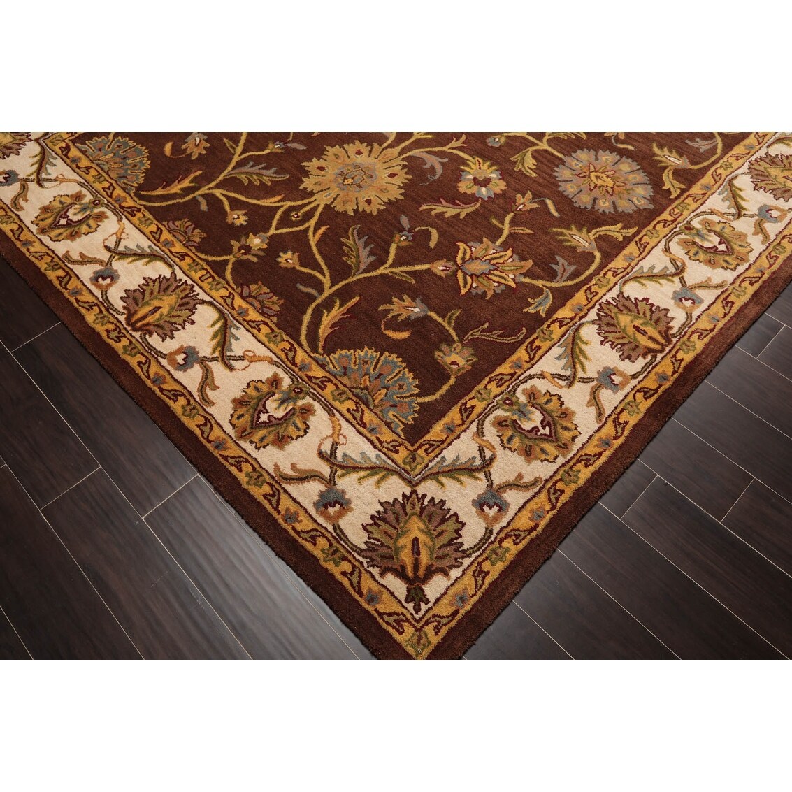8x10 Hand Tufted Hand Made 100% Wool Kashan Traditional Oriental Area Rug Brown, Ivory Color - 7' 9'' x 9' 9''
