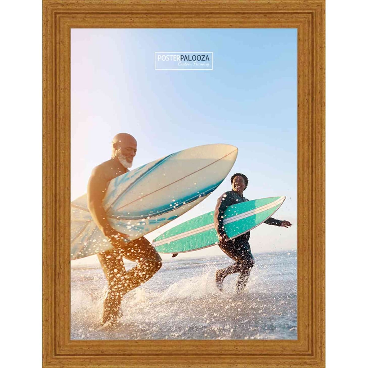 8x10 Traditional Antique Gold Complete Wood Picture Frame with UV Acrylic, Foam Board Backing, & Hardware