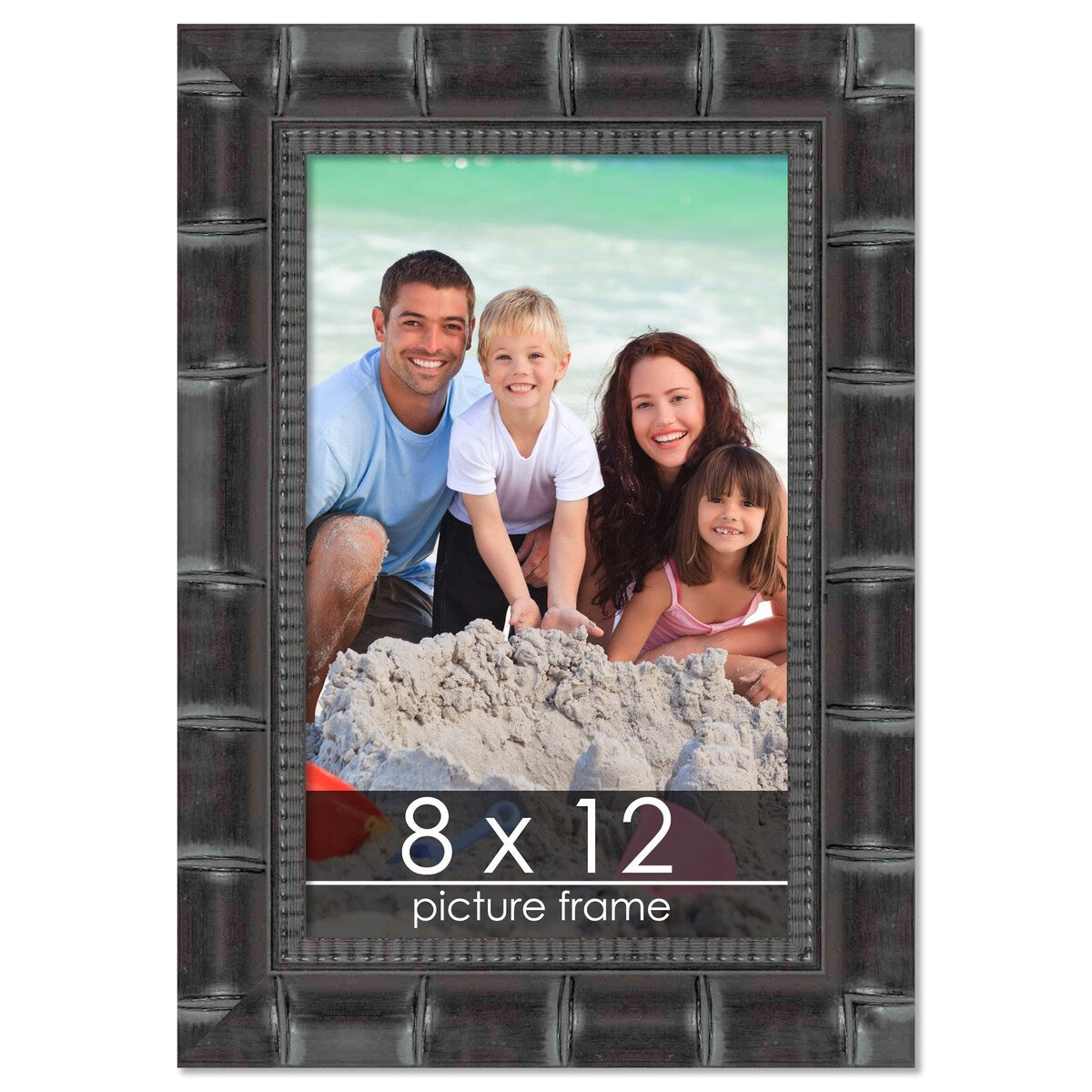 8x12 Bamboo Black Complete Wood Picture Frame with UV Acrylic, Foam Board Backing, & Hardware