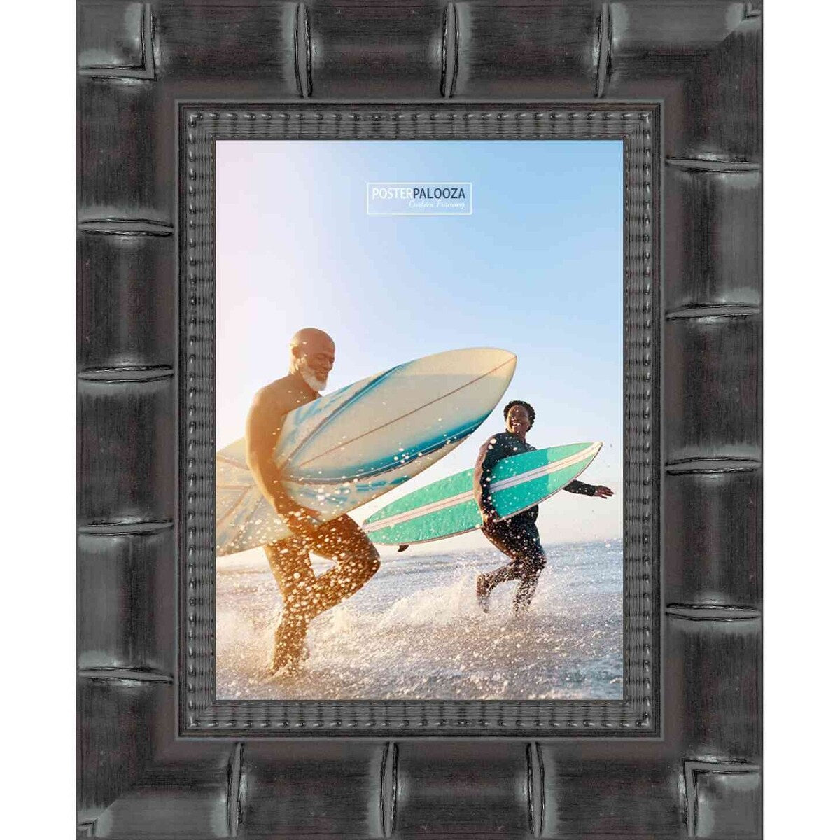 8x12 Bamboo Black Complete Wood Picture Frame with UV Acrylic, Foam Board Backing, & Hardware