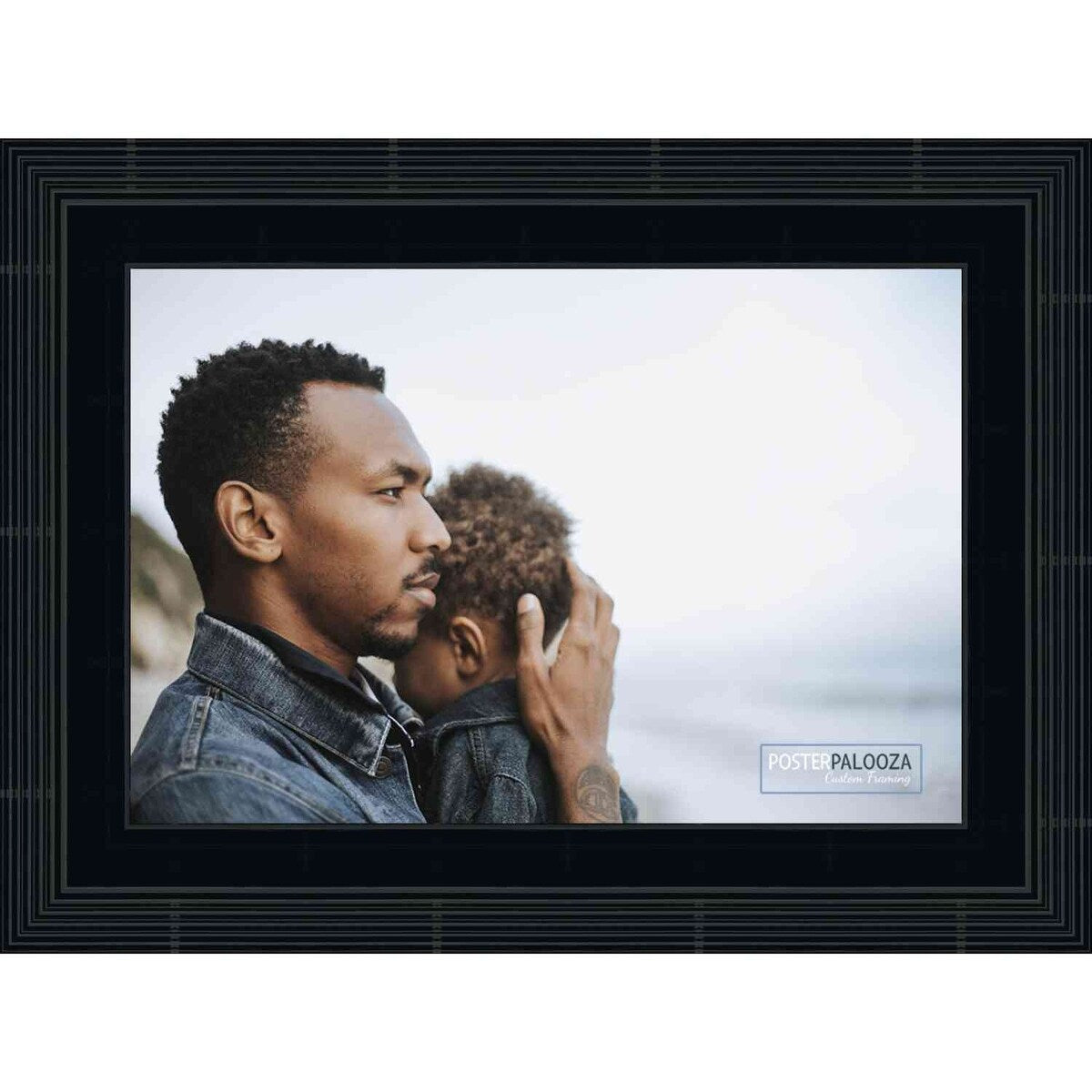 8x12 Lacquer Black Complete Wood Picture Frame with UV Acrylic, Foam Board Backing, & Hardware