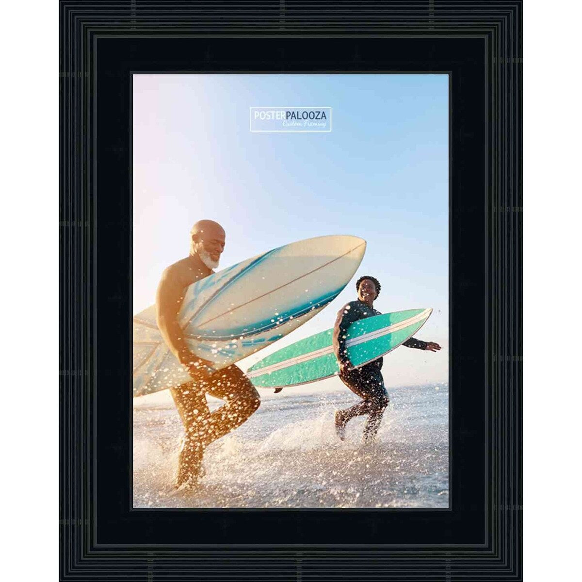 8x12 Lacquer Black Complete Wood Picture Frame with UV Acrylic, Foam Board Backing, & Hardware