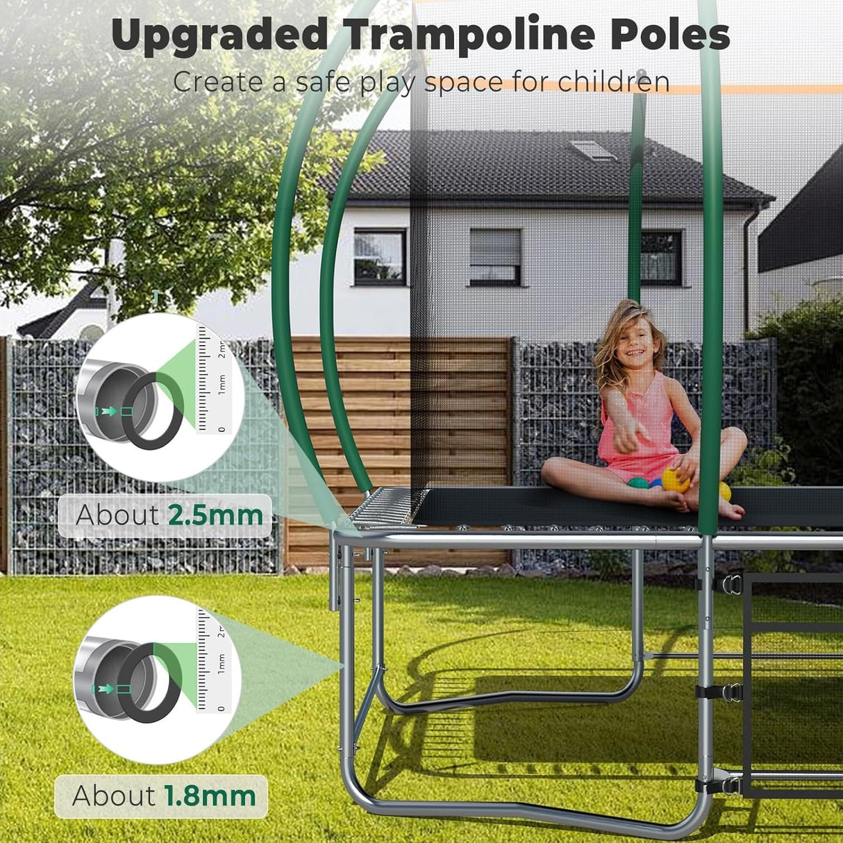 8x14 Ft Rectangle Trampoline for Kids and Adults, Outdoor Trampoline with Stakes