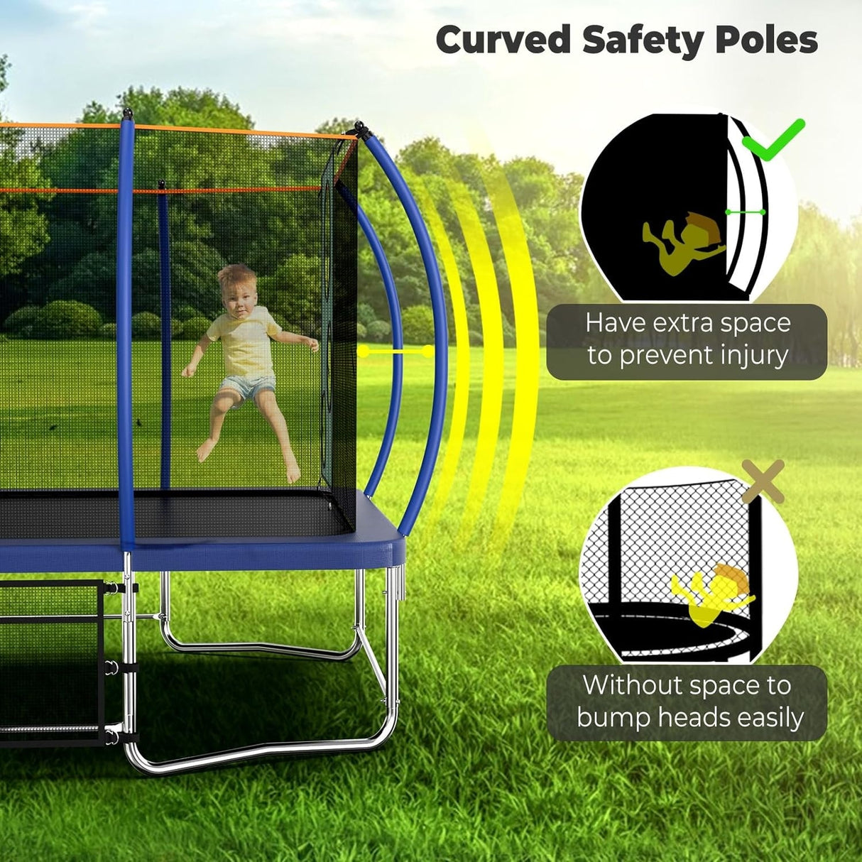8x14 Ft Rectangle Trampoline for Kids and Adults, Outdoor Trampoline with Stakes