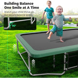 8x14 Ft Rectangle Trampoline for Kids and Adults, Outdoor Trampoline with Stakes