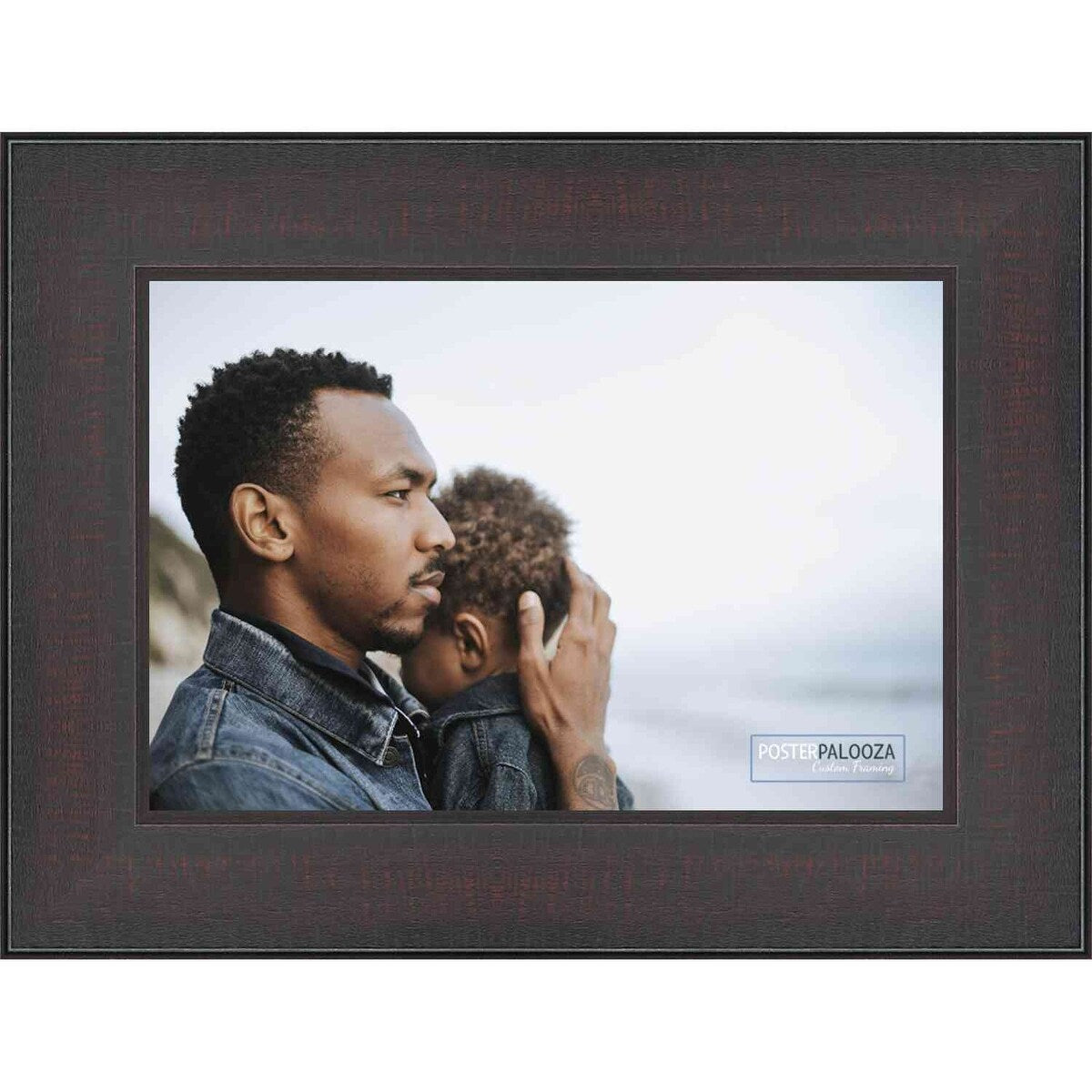 8x16 Distressed/Aged Mahogany Complete Wood Picture Frame with UV Acrylic, Foam Board Backing, & Hardware