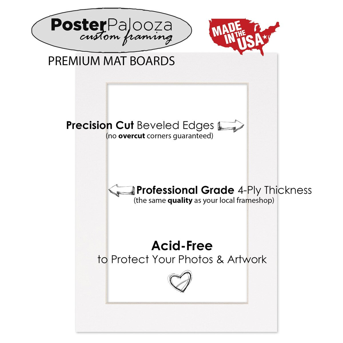 8x20 Mat Bevel Cut for 6x18 Photos - Acid Free Textured White Precut Matboard - For Pictures, Photos, Framing
