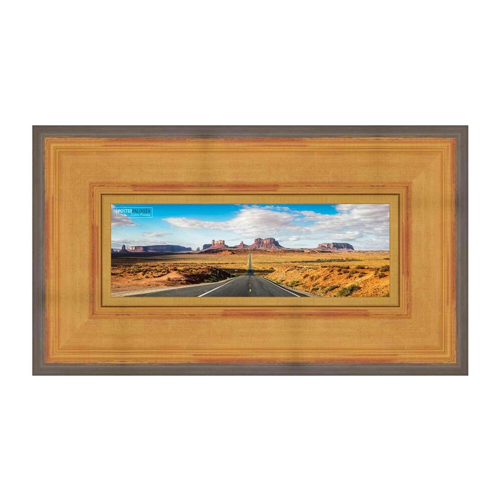 8x20 Traditional Gold Complete Wood Picture Frame with UV Acrylic, Foam Board Backing, & Hardware