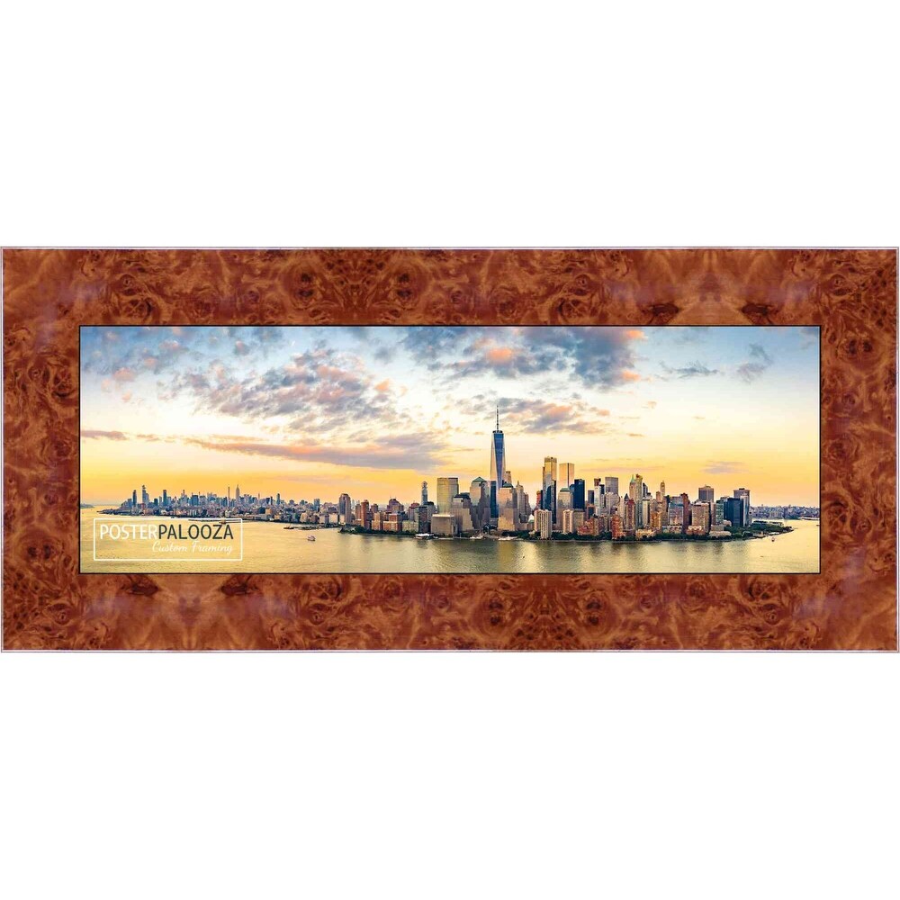 8x20 Veneer Honey Pecan Complete Wood Picture Frame with UV Acrylic, Foam Board Backing, & Hardware