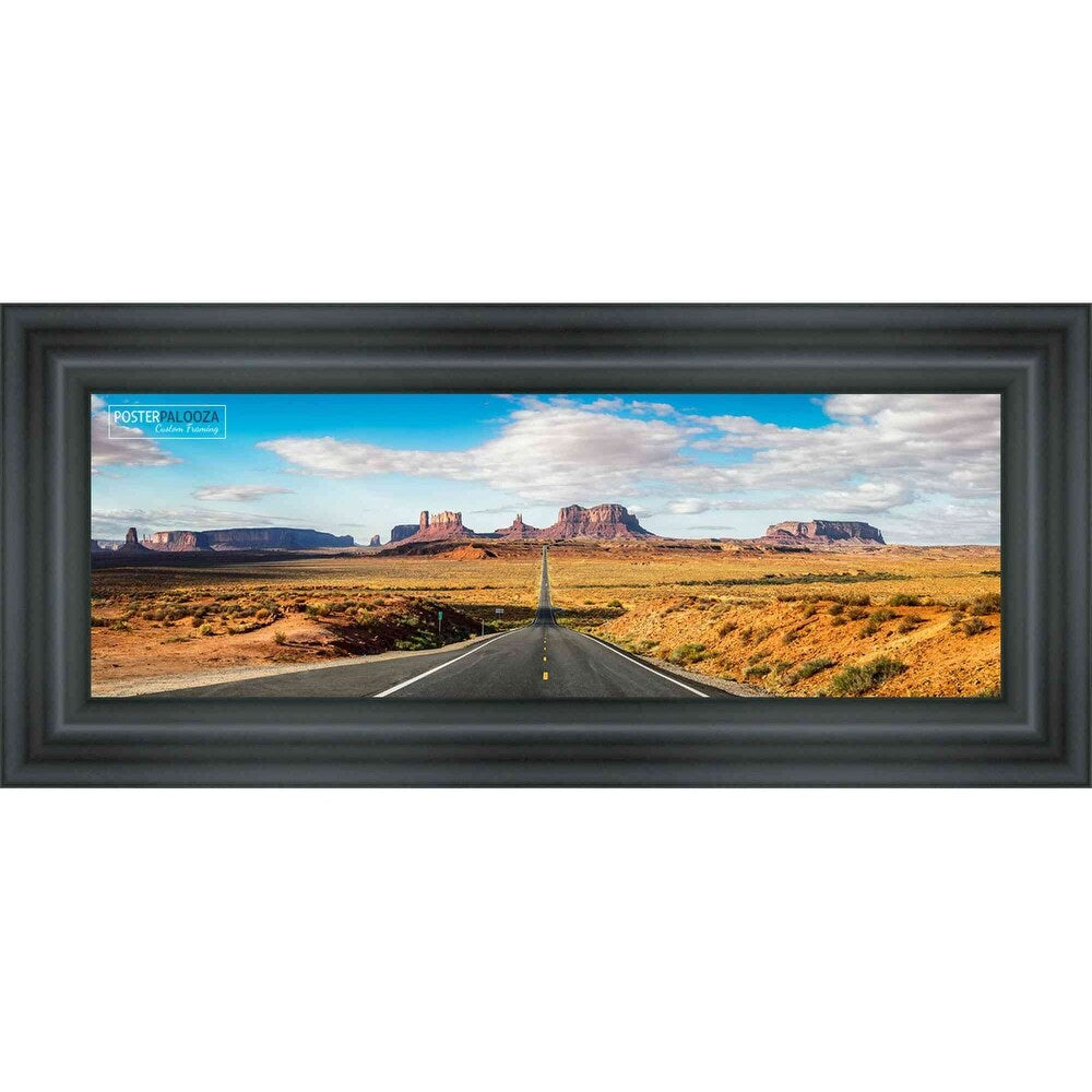 8x24 Contemporary Black Complete Wood Picture Frame with UV Acrylic, Foam Board Backing, & Hardware