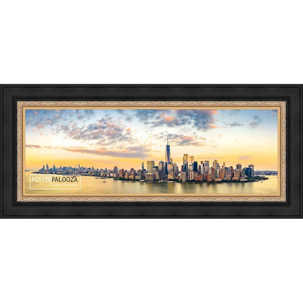 8x24 Traditional Black Complete Wood Picture Frame with UV Acrylic, Foam Board Backing, & Hardware