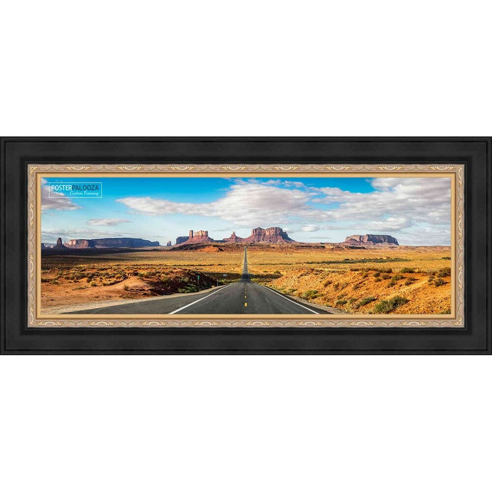 8x24 Traditional Black Complete Wood Picture Frame with UV Acrylic, Foam Board Backing, & Hardware