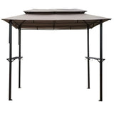 8x4ft Patio Metal Soft Top Grill Gazebo with Hook and Bar Counters